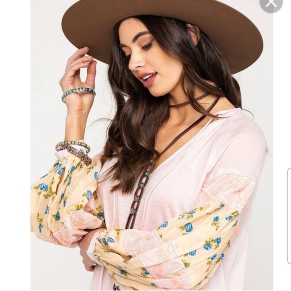 Free People Womens Dress Mini Size XS Pink Embroidered Flowy Tunic  Boho - Picture 3 of 8
